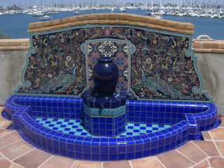 Malibu tile mural with peacock design – Spanish Revival style