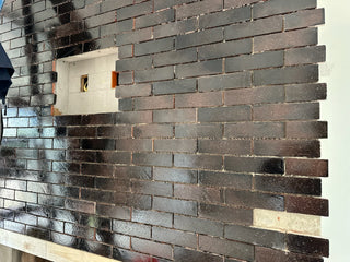 Handmade Black Brick Tile – Glazed Red Clay, 40 pcs (~5.3 sq ft per box)