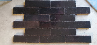 Handmade Black Brick Tile – Glazed Red Clay, 40 pcs (~5.3 sq ft per box)