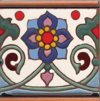 Gondola Flower Hand Glazed Malibu Tile ~ Kitchen Tile, Floor Tile, Spanish Tile (PRICE PER 4 PIECES)