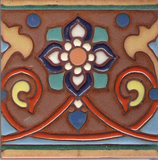 Gondola Flower Hand Glazed Malibu Tile ~ Kitchen Tile, Floor Tile, Spanish Tile (PRICE PER 4 PIECES)