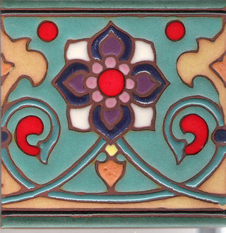 Gondola Flower Hand Glazed Malibu Tile ~ Kitchen Tile, Floor Tile, Spanish Tile (PRICE PER 4 PIECES)