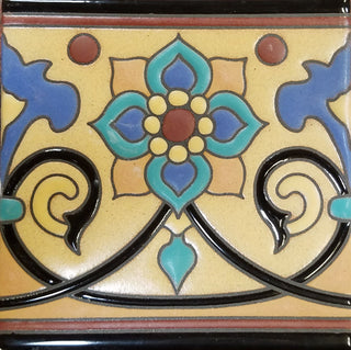 Gondola Flower Hand Glazed Malibu Tile ~ Kitchen Tile, Floor Tile, Spanish Tile (PRICE PER 4 PIECES)