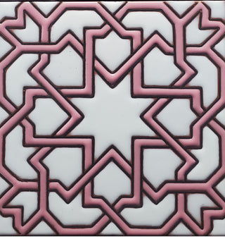 6x6 Hand-Painted Modern Marakesh Islamic Star Tile – Blue & White Geometric Ceramic Tile for Pools, Backsplashes, and Accent Walls