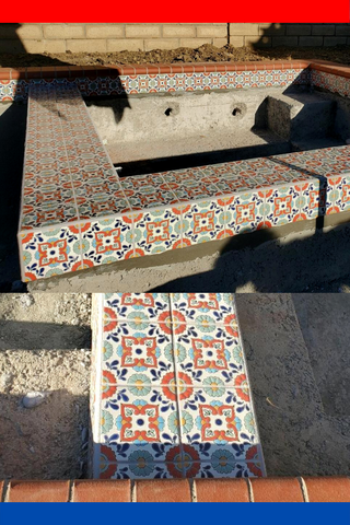 Gondola Flower Hand Glazed Malibu Tile ~ Kitchen Tile, Floor Tile, Spanish Tile (PRICE PER 4 PIECES)