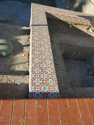 Gondola Flower Hand Glazed Malibu Tile ~ Kitchen Tile, Floor Tile, Spanish Tile (PRICE PER 4 PIECES)