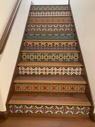 Gondola Flower Hand Glazed Malibu Tile ~ Kitchen Tile, Floor Tile, Spanish Tile (PRICE PER 4 PIECES)