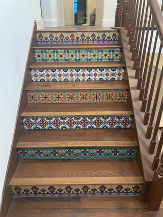 Gondola Flower Hand Glazed Malibu Tile ~ Kitchen Tile, Floor Tile, Spanish Tile (PRICE PER 4 PIECES)