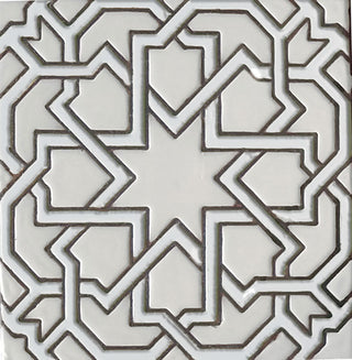 6x6 Hand-Painted Modern Marakesh Islamic Star Tile – Blue & White Geometric Ceramic Tile for Pools, Backsplashes, and Accent Walls  (Per Box 26 pcs)