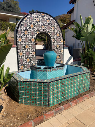 Gondola Flower Hand Glazed Malibu Tile ~ Kitchen Tile, Floor Tile, Spanish Tile (PRICE PER 4 PIECES)