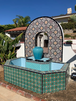 Gondola Flower Hand Glazed Malibu Tile ~ Kitchen Tile, Floor Tile, Spanish Tile (PRICE PER 4 PIECES)