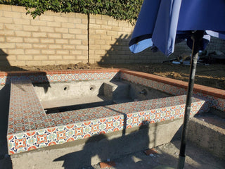 Gondola Flower Hand Glazed Malibu Tile ~ Kitchen Tile, Floor Tile, Spanish Tile (PRICE PER 4 PIECES)