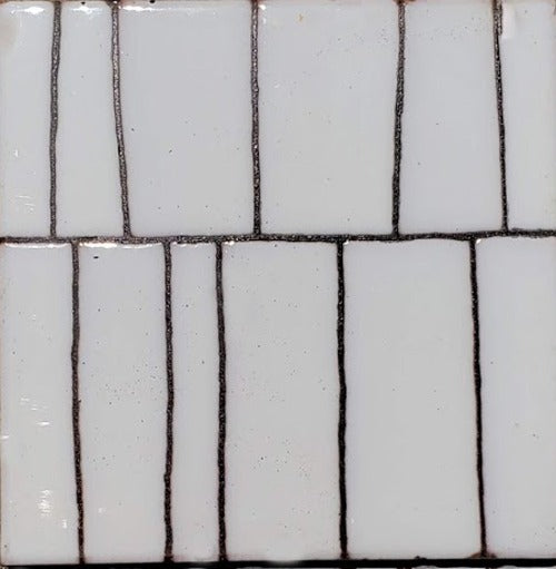 Modern white on white kitchen tile design